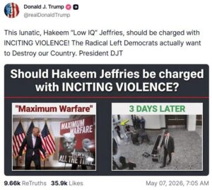 Trump Wishes Up Criminal Charges Against Hakeem Jeffries